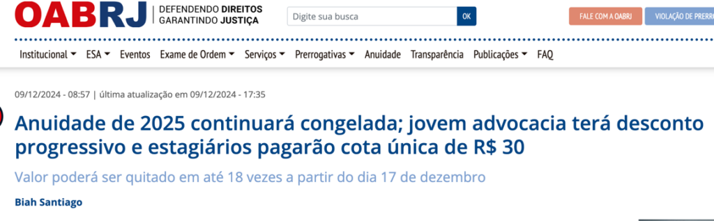 isenção anuidade OAB