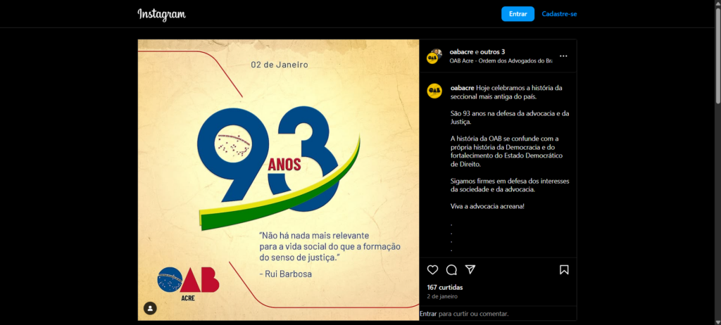 Imagem para ilustrar qual é a seccional mais antiga da OAB